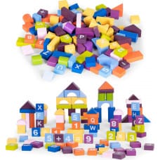 Koka izglītojošie celtniecības bloki krāsaini bērniem 108gab
