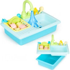 Virtuves izlietne ar krānu, kas piepildīts ar ūdeni, 12 piederumi, bērnu rotaļlieta